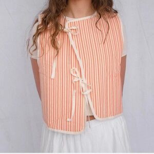 SONDERHAUS Heidi Quilted Vest in Checkered Stripe XS